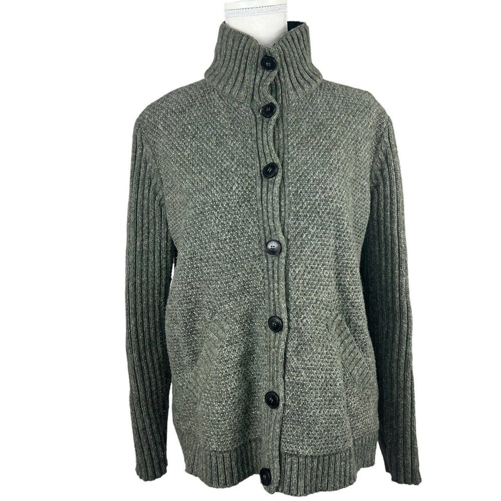 Lafayette 148 Olive Knit Cardigan Jacket Size S Wool Blend